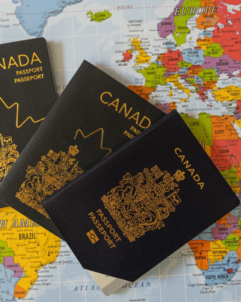 canadian passports on world map