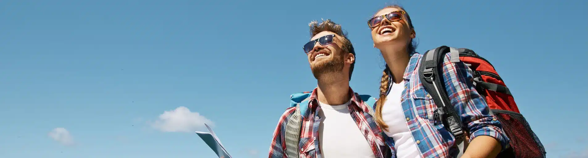 couple adventure sunny day travel