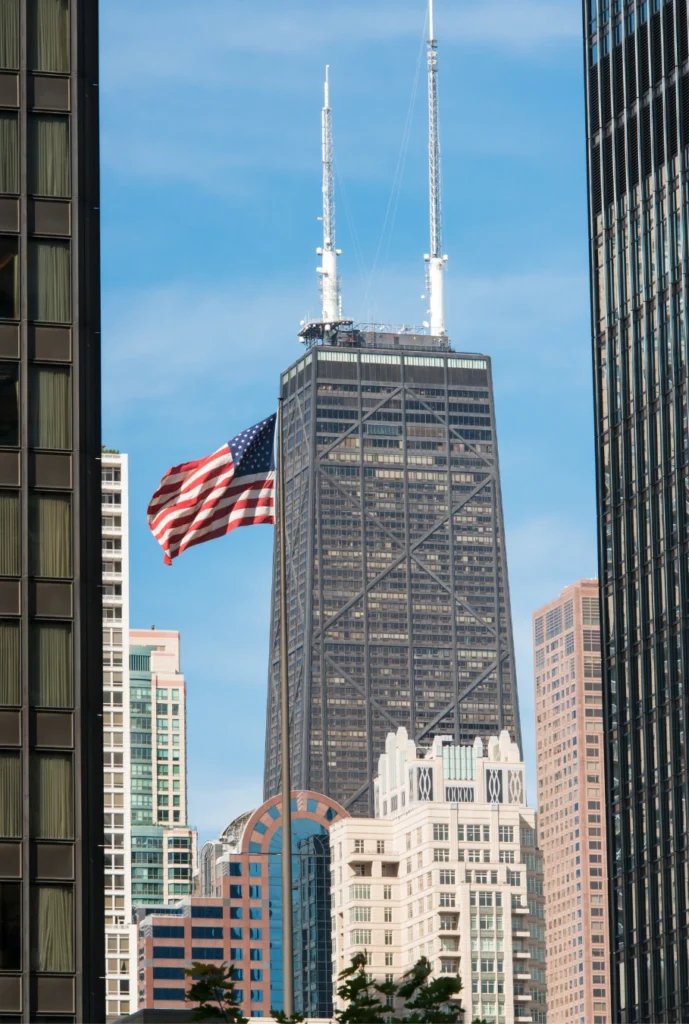 urban skyscraper American flag adventages